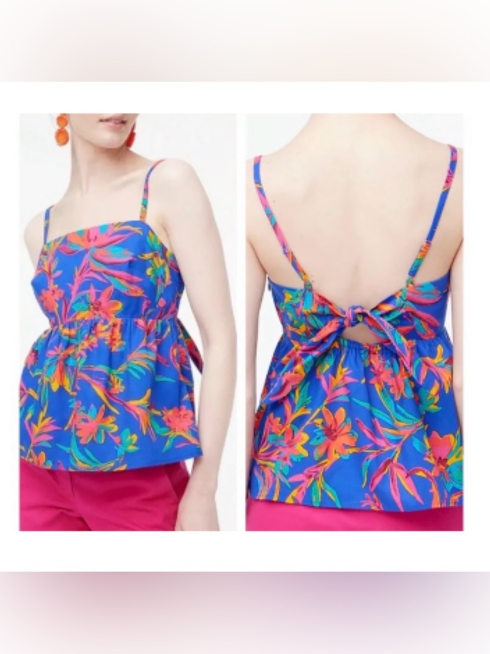 J. Crew Blue Floral Tie-Back Cami